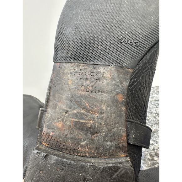 Women’s Gucci Horsebit Riding Boots Shoes Knee Black Sz EUR 38.5 204175 - Picture 12 of 16